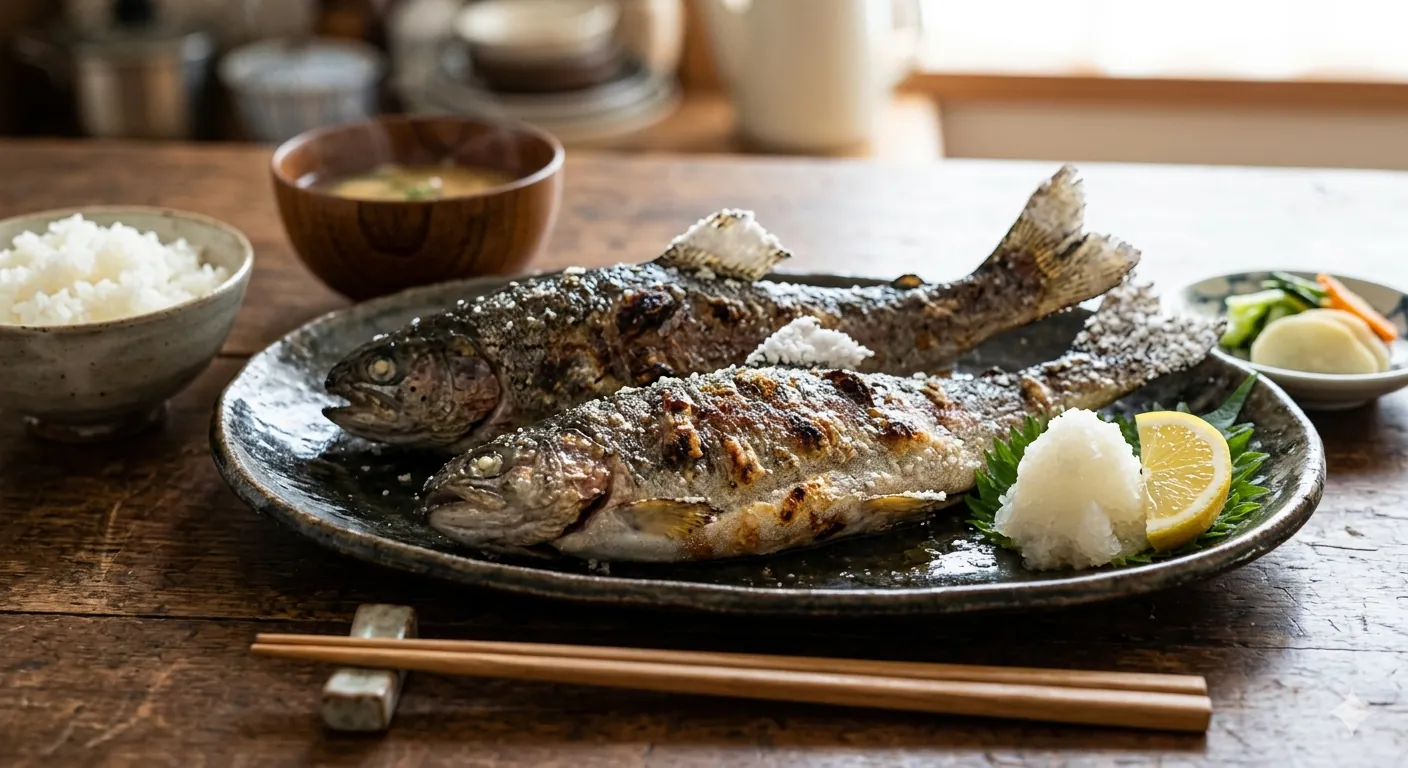 ニジマスの塩焼き